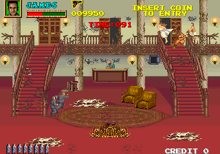 At some point in the level, two streakers run across the top floor. Ay ay, bit of the ol' slap and tickle going on, eh Taito?