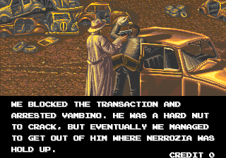 It took me a minute to figure out what's going on here, but it looks like our maverick cop's trying to cleave this dude's arm off with the car door. Justice is BRUTAL in this town!
