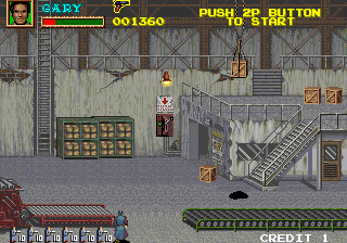 FUN FACT: The moment you start the stage, two dudes run into the shelves pressed against the wall and instantly die. It is very funny to watch.