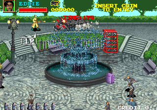 At the top of the screen, a dramatic battle is about to take place: MACHINE GUN VS. CAR. FIGHT!