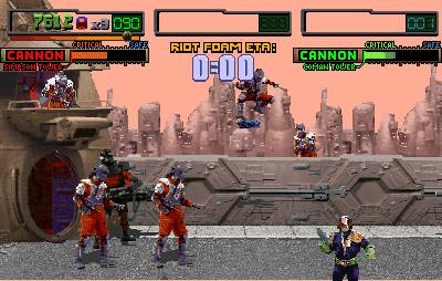 If you watch closely, you'll see two extra riot foam cans materialise out of nowhere. Hilarity.